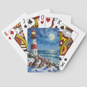 Jeu De Cartes Basset Hound Phare de Noël Vacances