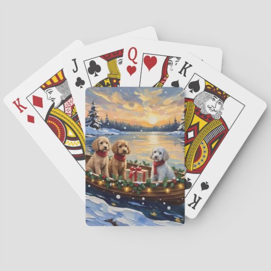 Jeu De Cartes Bateau de Noël de Caniche Fêtes (dos)