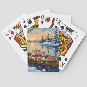 Jeu De Cartes Bateau de Noël Shiba Inu Vacances
