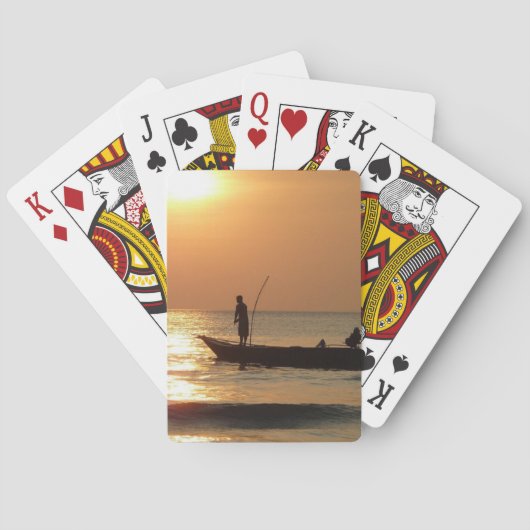 Jeu De Cartes Bateau de pêche au coucher du soleil (dos)