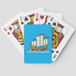 Jeu De Cartes Bateau traditionnel chinois rouge de type jonque s