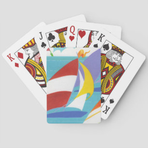 Jeu De Cartes Bateaux à voile Abstraits de couleur vive dans le 