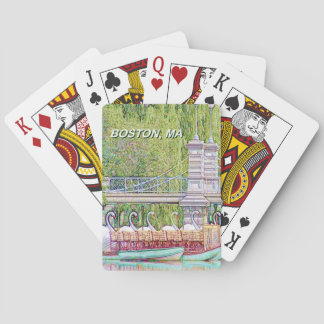 Jeu De Cartes Bateaux cygnes de Boston en crayon et filtre d'enc