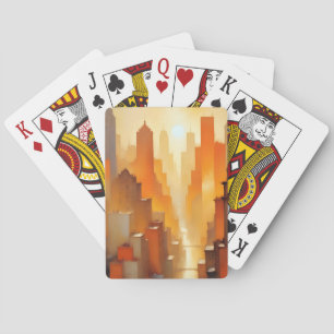 Jeu De Cartes Bâtiments Abstraits Cityscape Poster Arrière - pla