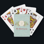 Jeu De Cartes Beach de sable<br><div class="desc">Un jeu de cartes sur la plage de Noël avec un joli dollar de sable parmi les herbes de mer et les baies. Ce design a un arrière - plan en bois texturé patiné et peut être personnalisé avec votre nom. Fait un grand cadeau ou une farce de bas de...</div>
