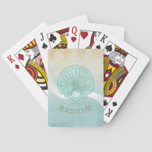 Jeu De Cartes Beach House Clam Shell Aqua Blue ID623