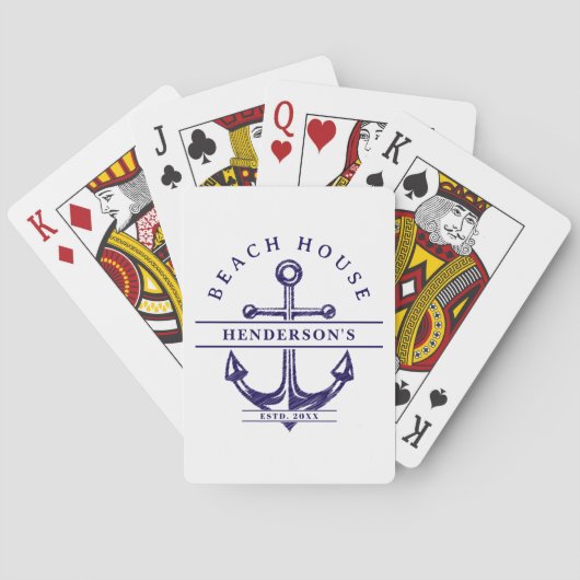 Jeu De Cartes Beach House Nautical Anchor Blue (dos)