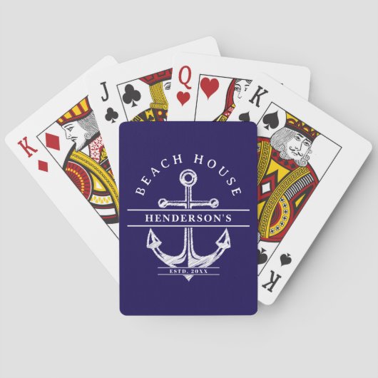 Jeu De Cartes Beach House Nautical Anchor Blue (dos)