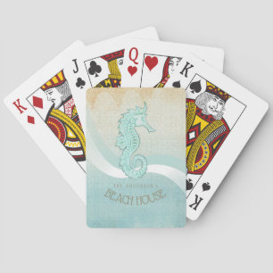 Jeu De Cartes Beach House Seahorse Aqua Blue ID623