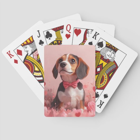 Jeu De Cartes Beagle avec Rose - Saint Valentin (dos)