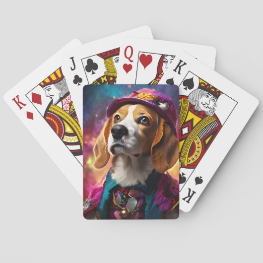 Jeu De Cartes Beagle dans un Casquette rose (dos)