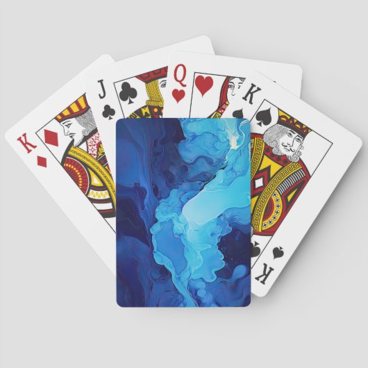 Jeu De Cartes Beau Bleu Abstrait Moderne Art Fluide Artistique (dos)