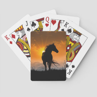 Jeu De Cartes Beau Cheval Crinière et Queue Coulantes Coucher de