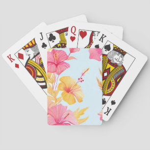 Jeu De Cartes Beau Hibiscus   Aquarelle de fleur tropicale