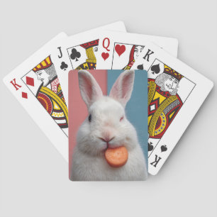 Jeu De Cartes Beau lapin blanc avec un collant de carotte