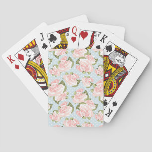 Jeu De Cartes Beau motif rose avec pois bleu