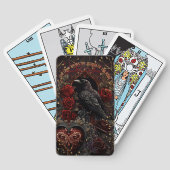 Jeu De Cartes Beauté gothique foncée Roses rouges Corbeau noir C (Verso)