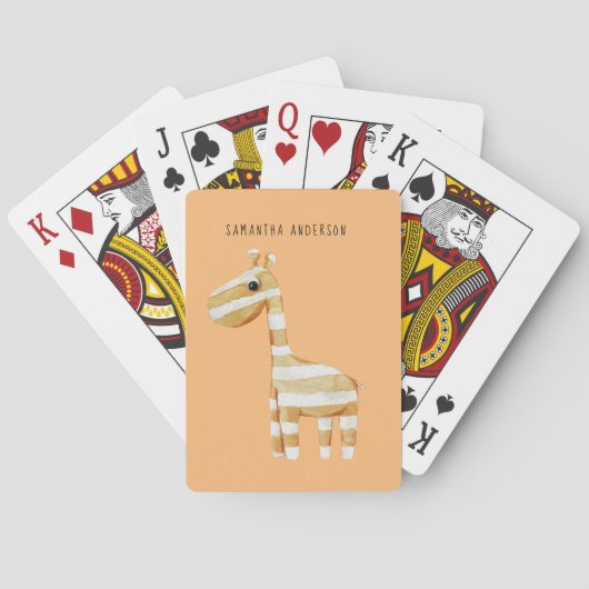 Jeu De Cartes Beauté Moderne Giraffe Orange Avec Nom (dos)