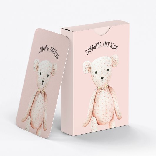 Jeu De Cartes Beauté Moderne Pastel Pink Teddy Ours Avec Nom