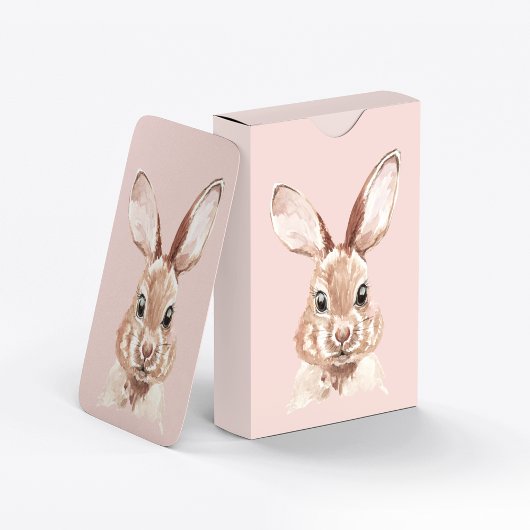 Jeu De Cartes Beauté moderne Pastel Rose Aquarelle Bunny Lovely