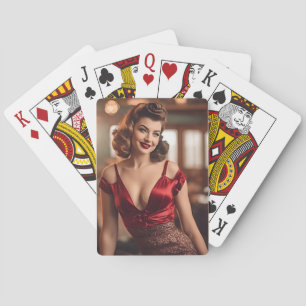 Jeu De Cartes Beauté rétro en rouge