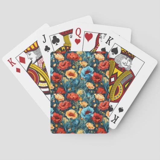 Jeu De Cartes Beautiful Yellow Blue and Red Flowers Pattern (dos)