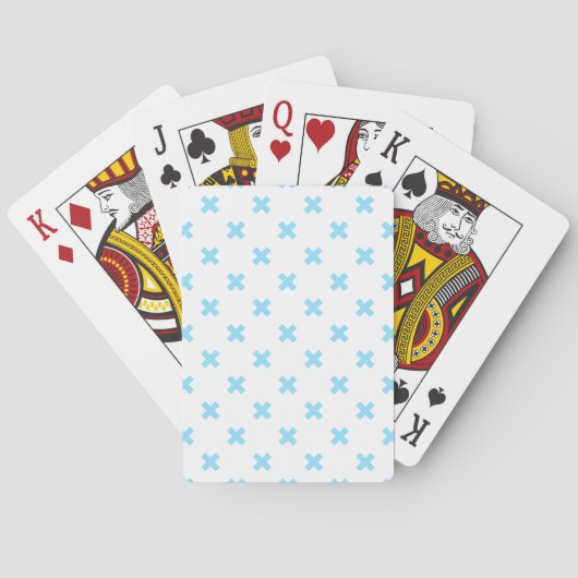Jeu De Cartes Bébé bleu croix coutures sur blanc (dos)