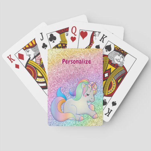Jeu De Cartes Bébé mignon Unicorn Pastel Parties scintillant Gla (dos)