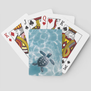 Jeu De Cartes Bébé tortue de mer dans l'eau claire