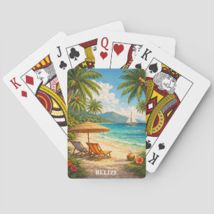 Jeu De Cartes Belize Caraïbes Tropical Voyage Vintage