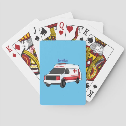 Jeu De Cartes Belle ambulance rouge caricature van (dos)