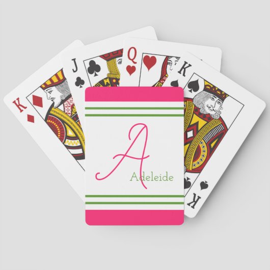 Jeu De Cartes Belle bande rose et verte Personnalisée (dos)