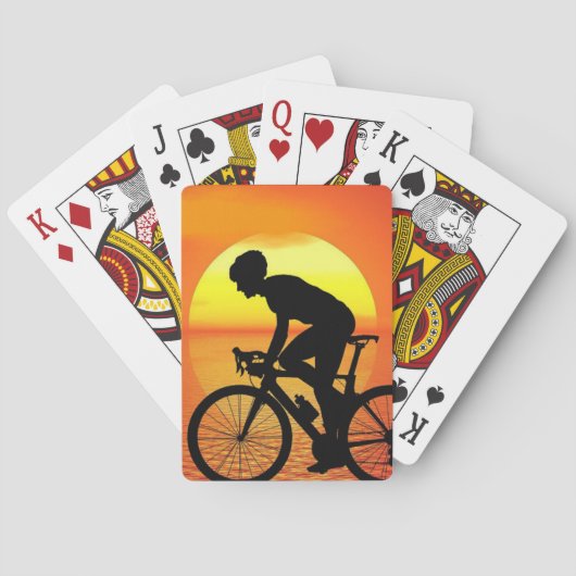 Jeu De Cartes Belle Bicyclette Silhouette Coucher de soleil Scèn (dos)