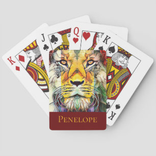Jeu De Cartes Belle Dramatique Afrique Lion Pop Art avec nom