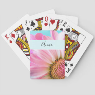 Jeu De Cartes Belle Fleur rose Gros plan Photo