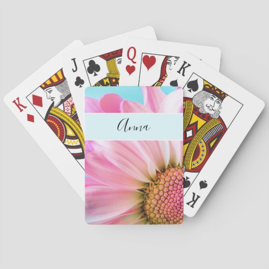 Jeu De Cartes Belle Fleur rose Gros plan Photo (dos)