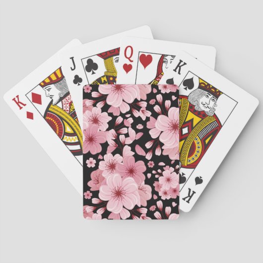 Jeu De Cartes Belle fleurs de cerisier sur arrière - plan noir (dos)