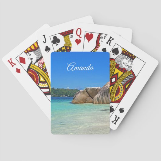 Jeu De Cartes Belle mer tropicale avec une plage rocheuse (dos)