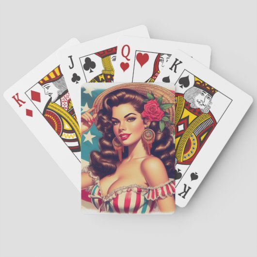 Jeu De Cartes Belle Peinture de femme rétro (dos)