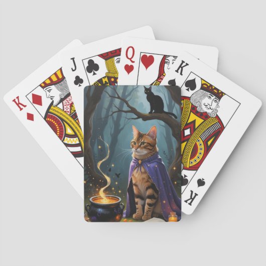 Jeu De Cartes Bengale Chat Whimsical Halloween Peinture (dos)