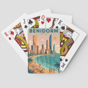 Jeu De Cartes Benidorm Coloré Espagne Costa Blanca Illustration