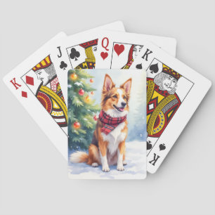 Jeu De Cartes Berger Australien aquarelle Noël lumineux
