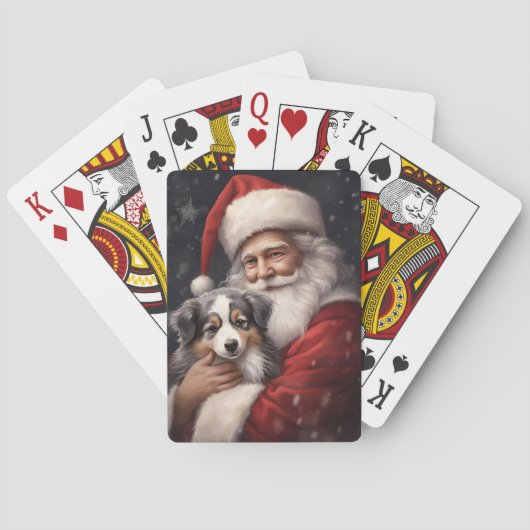 Jeu De Cartes Berger australien avec Noël du Père Noël (dos)