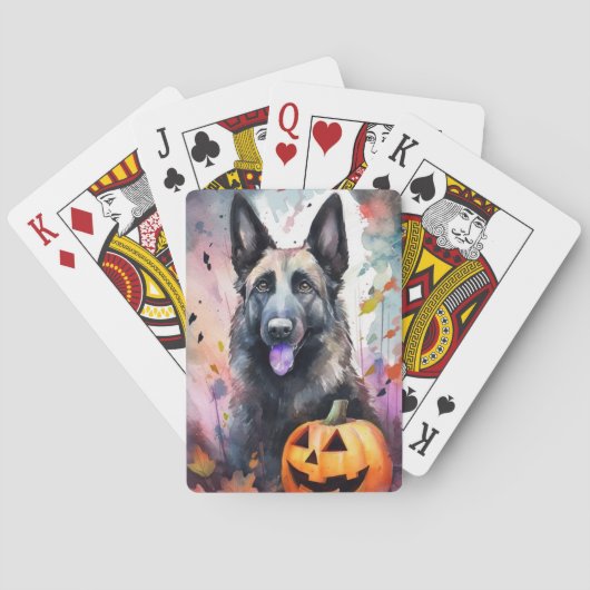 Jeu De Cartes Berger Belge D'Halloween Avec Peur Citrouille (dos)