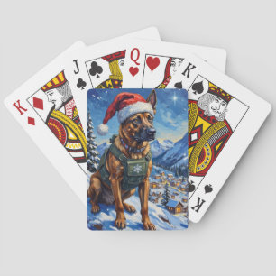 Jeu De Cartes Berger belge Malinois Patrouille de montagne Noël