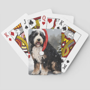 Jeu De Cartes Bernedoodle Chien dans Noël de neige