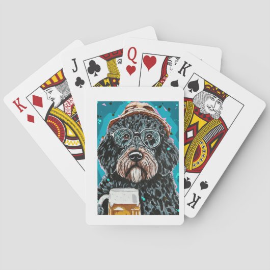 Jeu De Cartes Bernedoodle tenant une tasse à bière (dos)