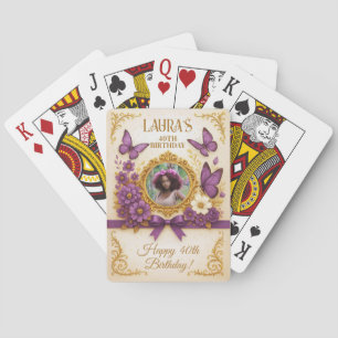 Jeu De Cartes Beurre royal d'or violet personnalisé Anniversaire