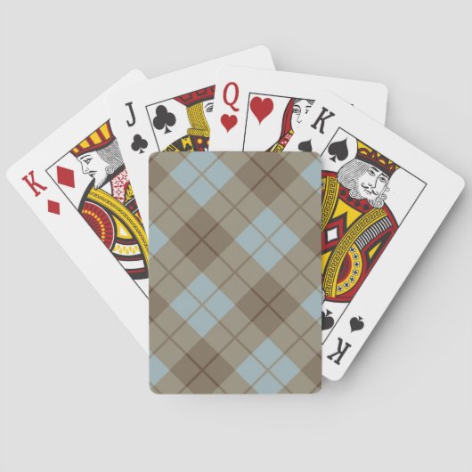 Jeu De Cartes Biais Plaid en bleu et Brown (dos)