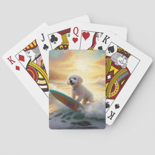 Jeu De Cartes Bichon Frise Beach Plage Surf Peinture (dos)